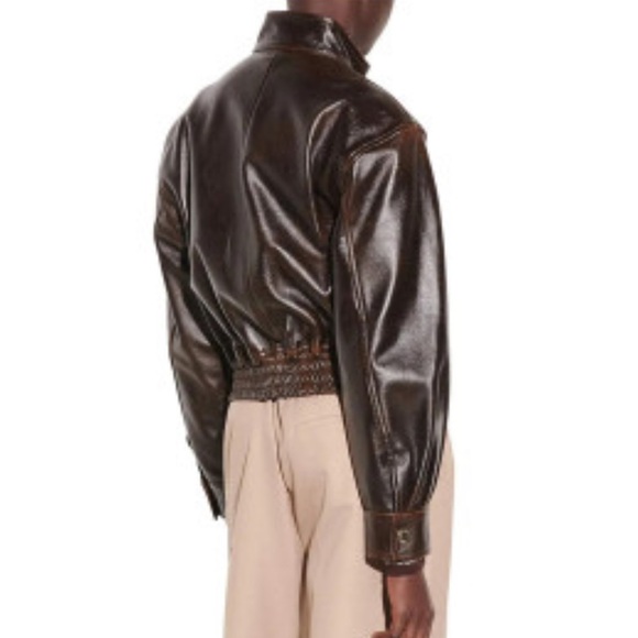 Sold - Sandro Vintage Style Leather Bomber Jacket - Picture 3 of 9